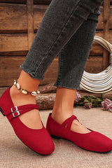 Fashionable Buckled Suede Round Toe Casual Shoes
