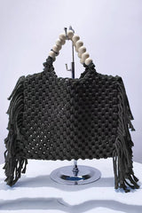 Fashion Woven Open Tassel Tote