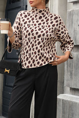 Leopard Print Loose Turtleneck Casual Knitted Sweater