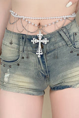 Exquisite Multi-layer Pearl Beaded Tassel Waist Necklace