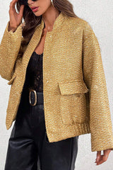 Fashion Sequin Long Sleeve Casual Pocket Loose Jacket