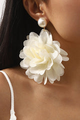 Fashion Holiday Fabric Floral Pearl Earrings