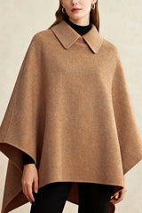 Solid Color Lapel Casual Loose Mid-length Cape Shawl