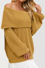 Solid Color Loose Off-shoulder Long-sleeved Casual Knit Sweater