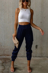 Luxe Look Satin High Waist Pocketed Joggers
