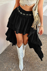 Bohemian Holiday Casual Pleated Patchwork Mini Skirt