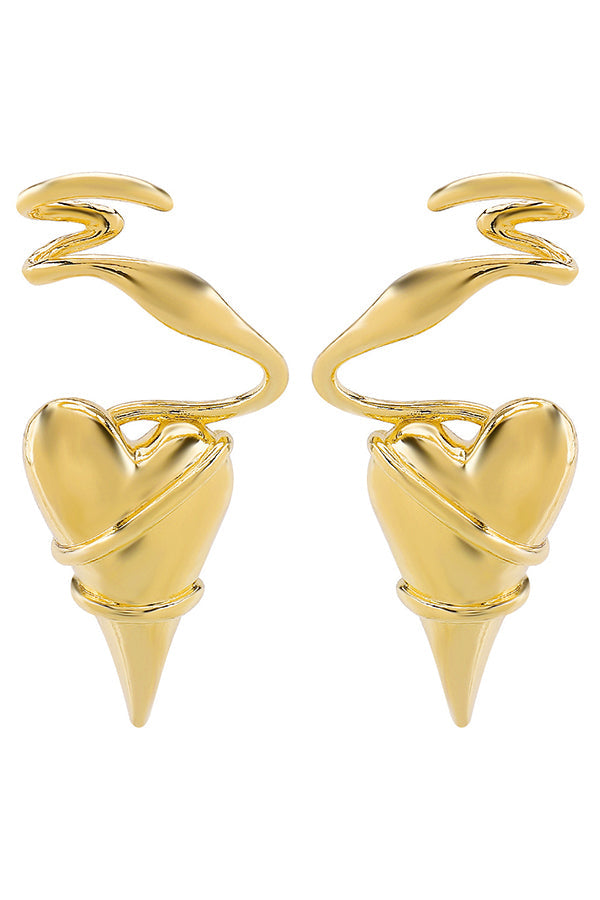 Fashionable Thorn-wrapped Heart Earrings