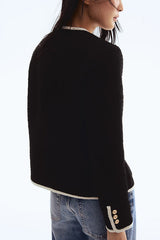 Fashionable Contrast Color Long Sleeve Button-decorated Casual Jacket