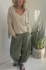 Solid Color Casual Long-sleeved Loose Knitted Sweater