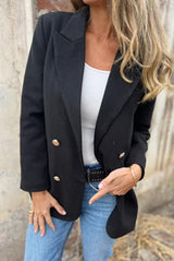 Solid Color Lapel Long Sleeve Loose Casual Blazer