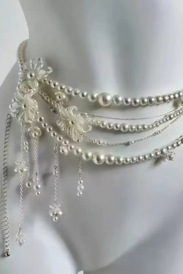 Exquisite Multi-layer Pearl Beaded Tassel Waist Necklace