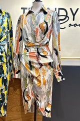 Searching for Elegance Printed Wrap Shirt Midi Dress