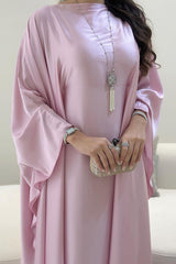 Solid Satin Batwing Sleeve Loose Maxi Dress