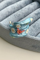 Colorful Dopamine Haze Blue Hand-painted Ring