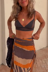 Solid Color Suspender Stretch Two Piece Bikini Swimsuit