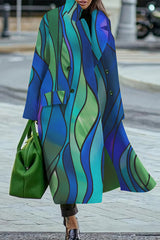 Solid Color Loose Lapel Long Sleeve Button Casual Long Coat