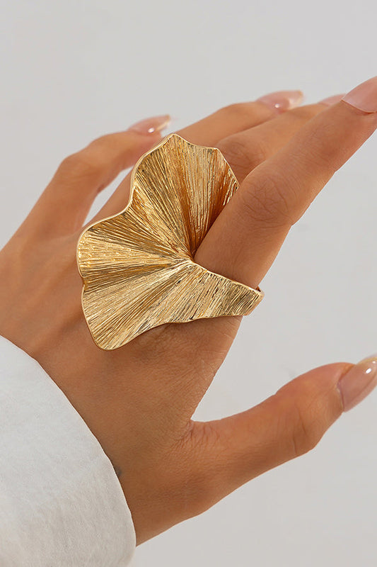 Fashion Irregular Ginkgo Leaf Shape Alloy Ring