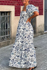 Puff Sleeve Square Neck Fashion Dress