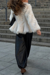 Comfortable and Modern Faux Leather Elastic Wst Pocket Bubble Hem Pants