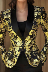 Unique Printed Lapel Long-sleeved Casual Blazer