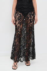 Make An Entrance Floral Stretch Lace Mid Rise Flare Maxi Skirt