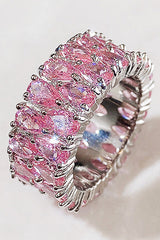 Light Luxury Double Row Drop Zircon Ring