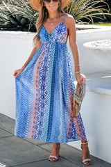 Stroll The Beach Colorblock Paisley Printed Cami Maxi Dress