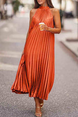 Take Me There Pleated A-line Loose Midi Dress