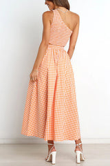 Slice of Sunshine Plaid Smocked Top and Pocketed Midi Dress