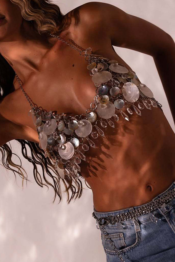 Sexy Sequined Halter Neck Chest Chain Necklace