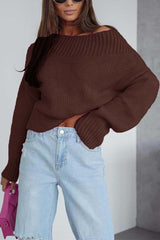 Solid Color Long-sleeved Round Neck Loose Knitted Sweater