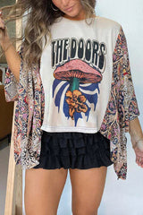 Unique Ethnic Print Batwing Sleeve Loose Top