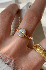 Elegant Silver-plated Diamond Open Ring