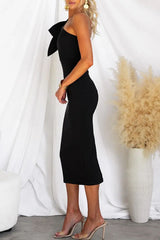 Barbie Day Bow Detail One Shoulder Stretch Midi Dress
