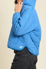 Solid Color Hooded Long-sleeved Loose Pocket Padded Top