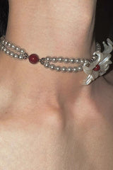 Fashionable Iris Elegant Silver Pearl Necklace