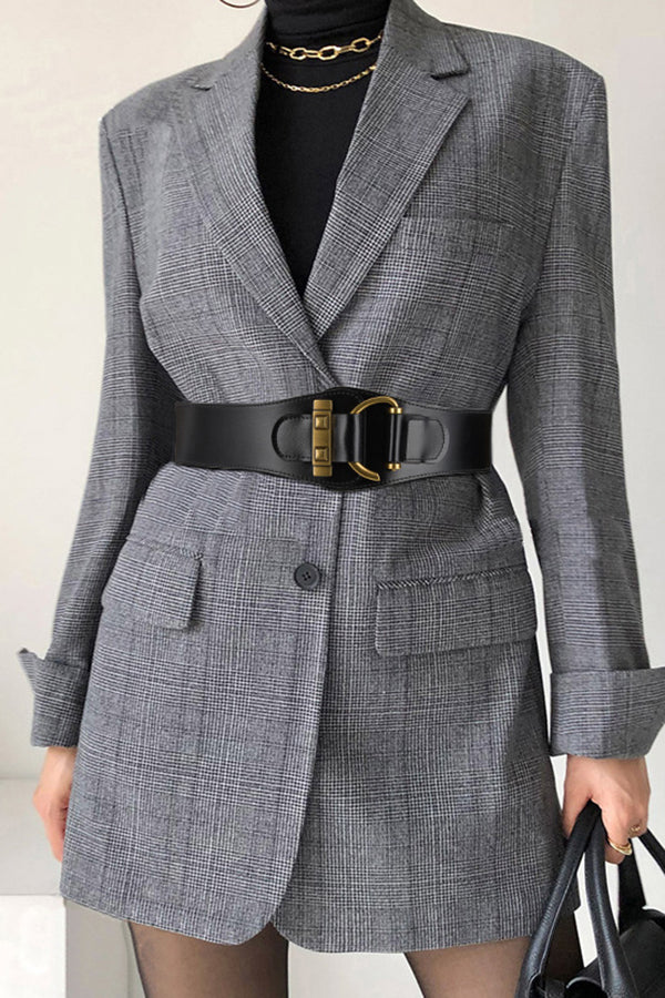 Retro Style Waist-hugging Wide Leather Belt