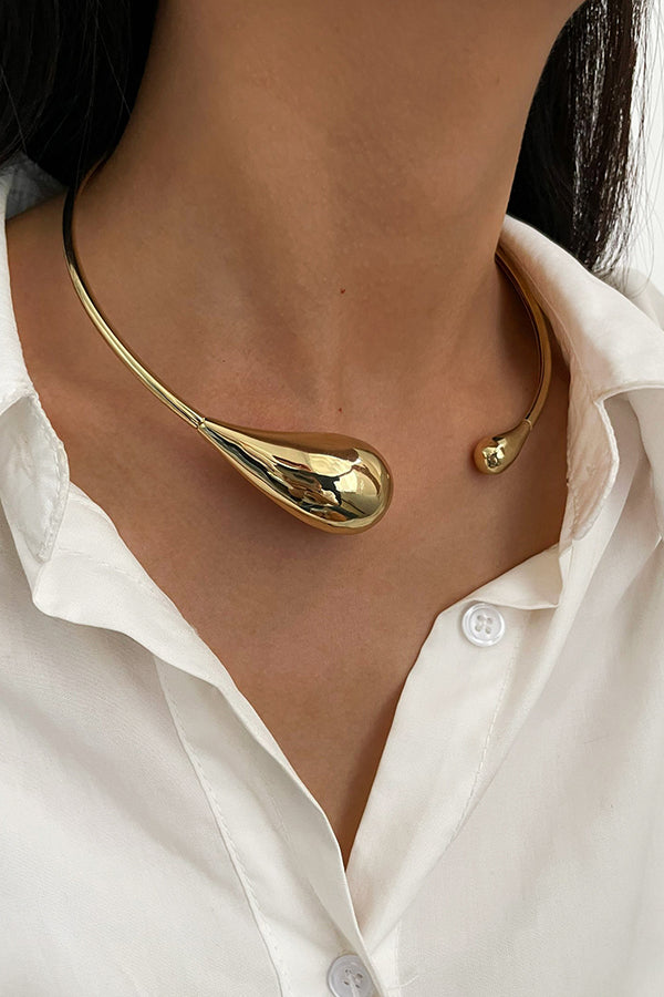 Simple and Exaggerated Water Drop Opening Necklace