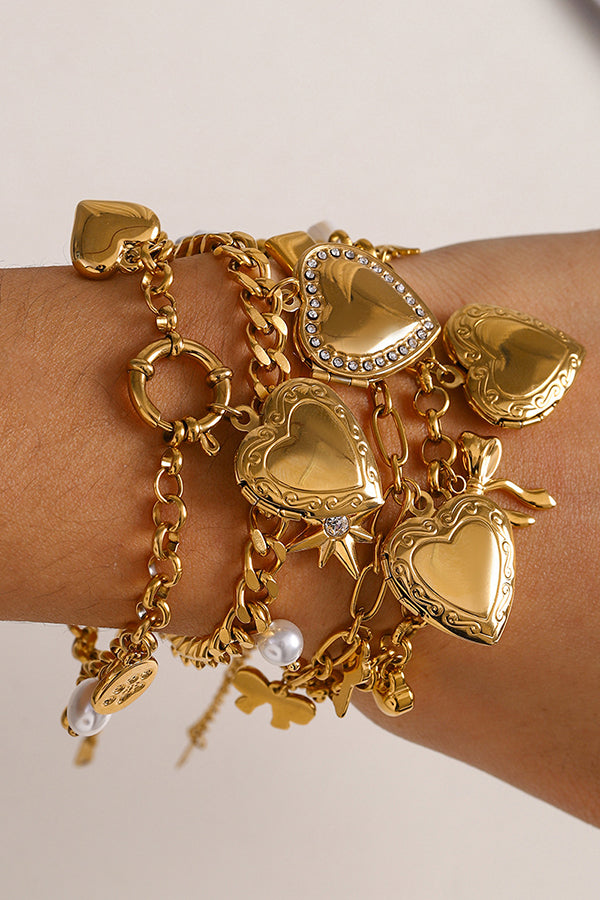 Fashionable Heart Shaped Embellished Bracelet