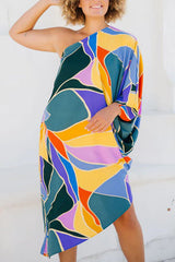 Dare To Love Multi Print One Shoulder Dress