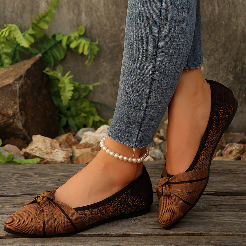 Fashionable Bow Colorblock Casual Flats