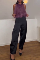 Flowing Elegance Layered Tassels Round Neck Sleeveless A-line Tank