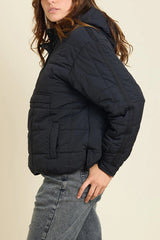 Solid Color Hooded Long-sleeved Loose Pocket Padded Top