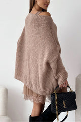 Solid Color Loose V-neck Casual Knitted Sweater