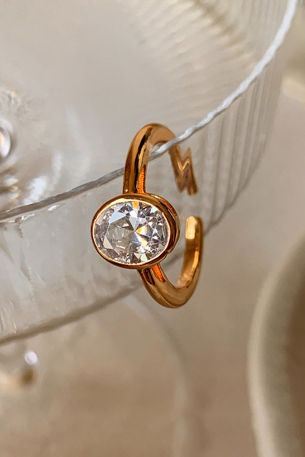 Elegant Silver-plated Diamond Open Ring