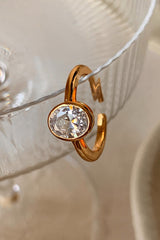 Elegant Silver-plated Diamond Open Ring