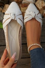 Fashionable Bow Colorblock Casual Flats