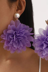 Fashion Holiday Fabric Floral Pearl Earrings
