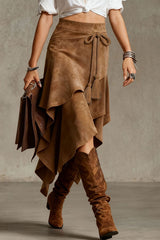 Fashionable Irregular Tie-up Tassel Embellishment Casual Midi Skirt