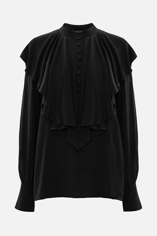 Court-style Draped Ruffled Elegant Chiffon Blouse